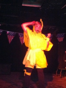 The costume alone garnered cheers from the audience, especially when they realized it was to "Yellow Submarine"